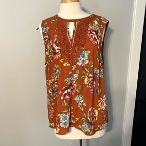 Burnt orange floral top